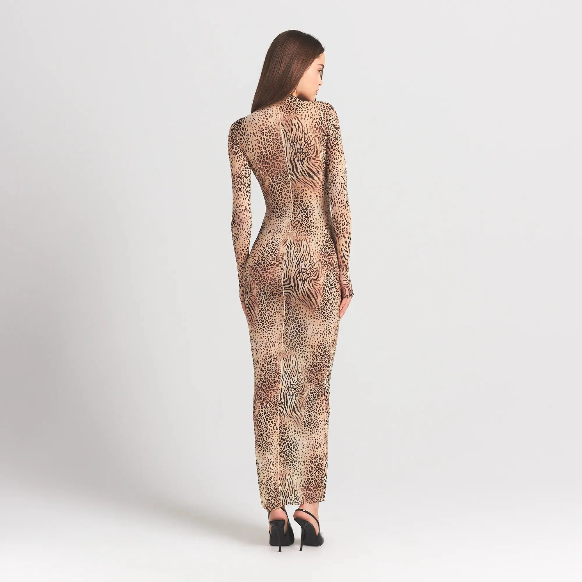 Mock Neck Long Sleeve Long Dress - Image 3