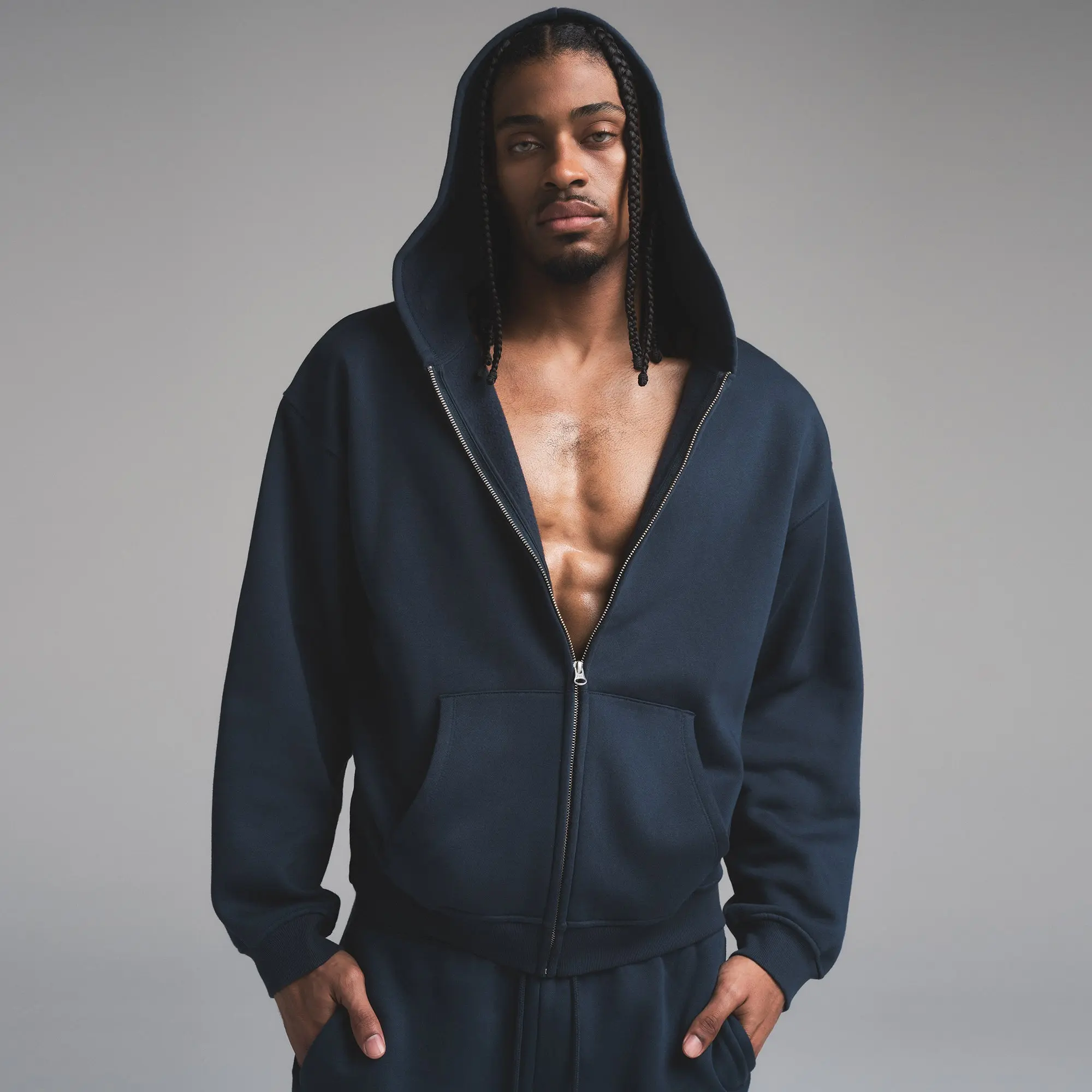 Mens Relaxed Zip Up Hoodie - Image 3