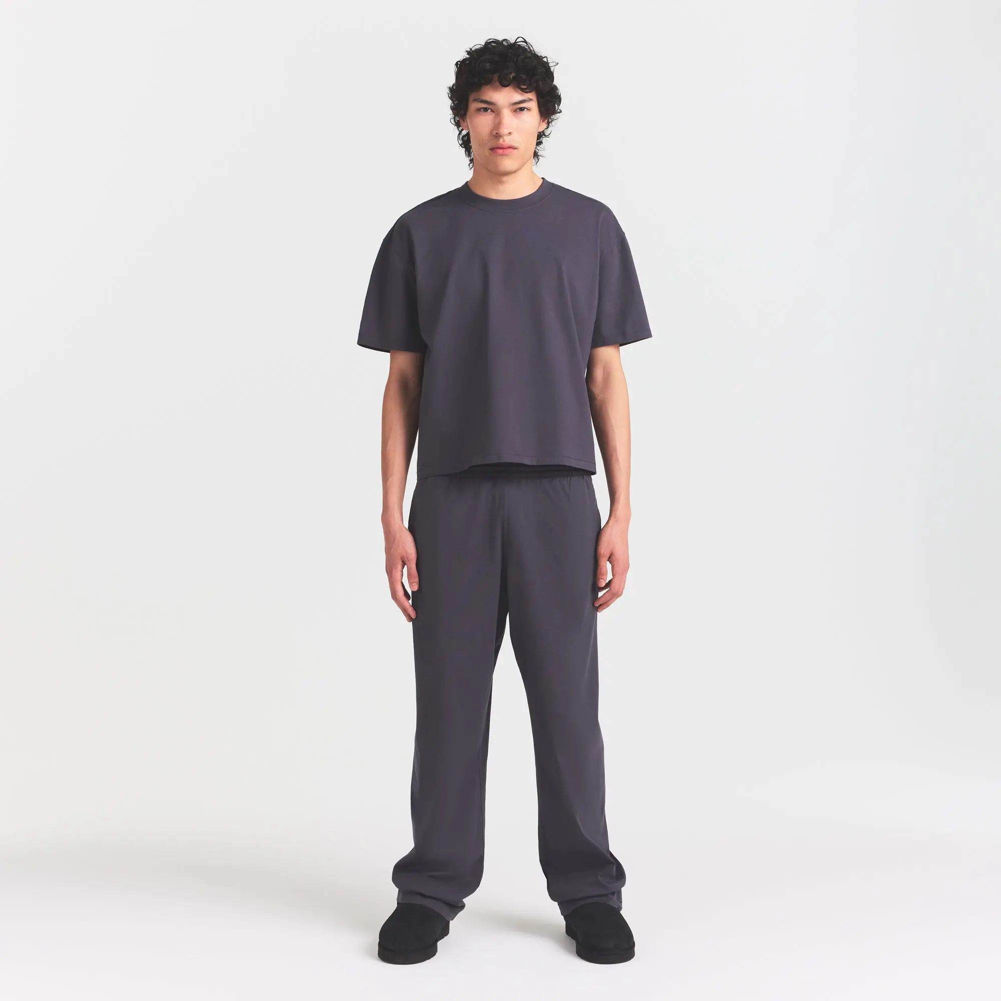 Mens Relaxed Cropped Crew Neck T-Shirt