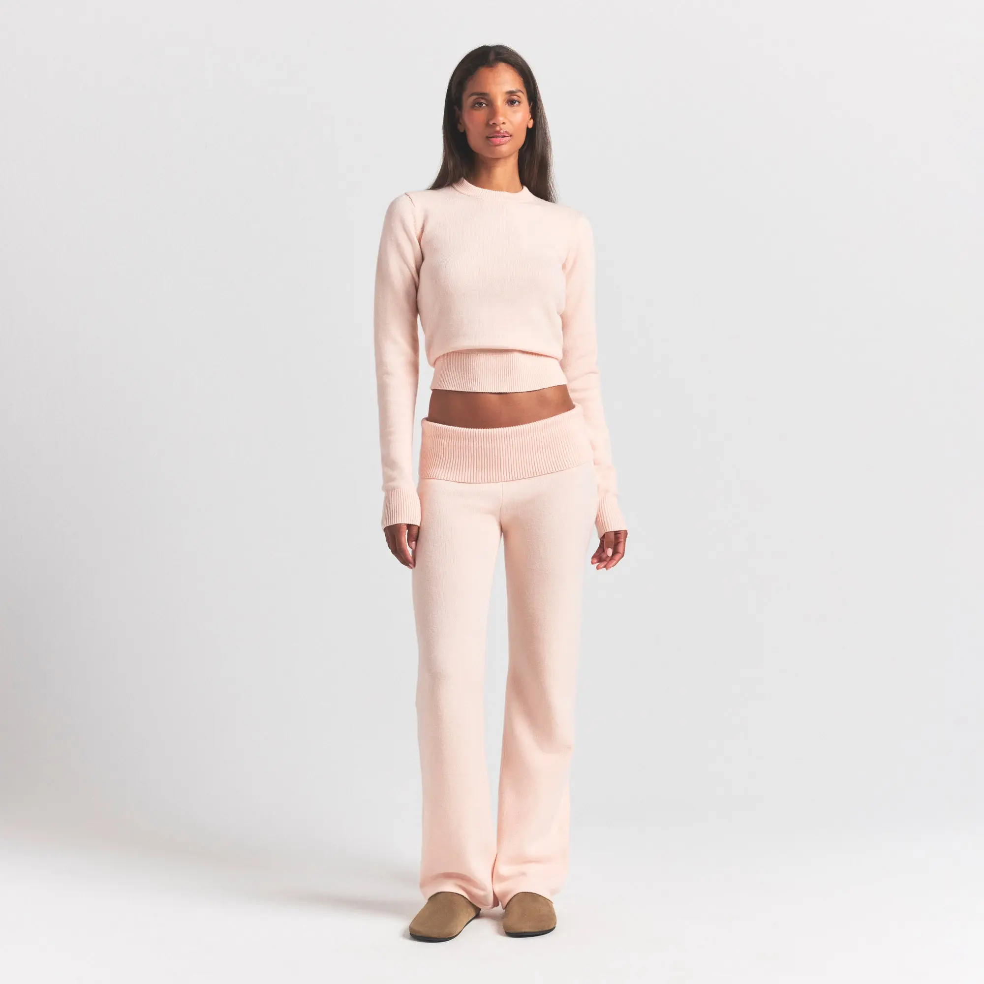 Ribbed Long Sleeve Fitted Crew Neck